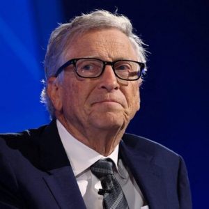 Bill Gates at a global forum, prior to the public disclosure of his private indiscretions.